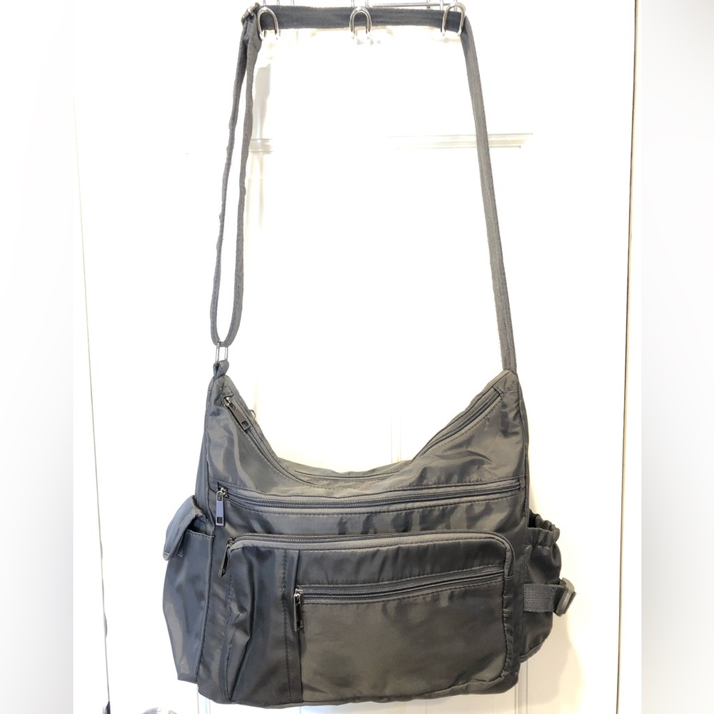 Crossbody LIGHT WEIGHT Bag Olive Grey Green Nylon travel, office, daily errands